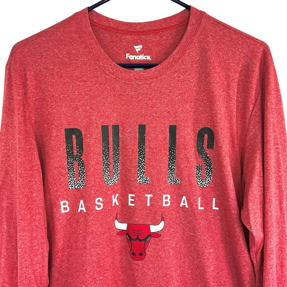 NEW Chicago‎ Bulls Men's Large Basketball Heather Red Shirt Fanatics NBA NWT